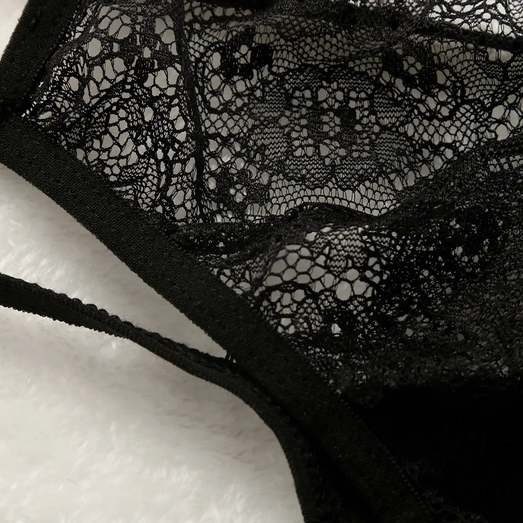Кружевной ажурный комплект с бюстгальтером сексуальное нижнее белье черный