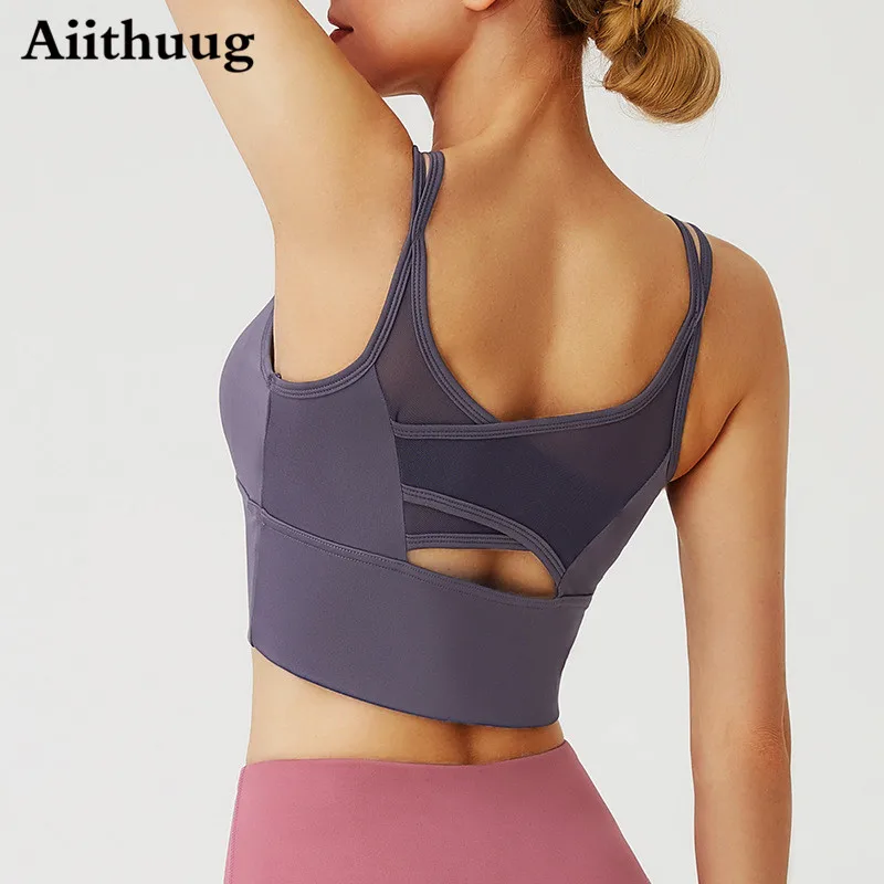 

Спортивный бюстгальтер Aiithuug для женщин, спортивные бюстгальтеры с мягкими бретельками и перекрестной спинкой, поддерживающий бюстгальтер ...