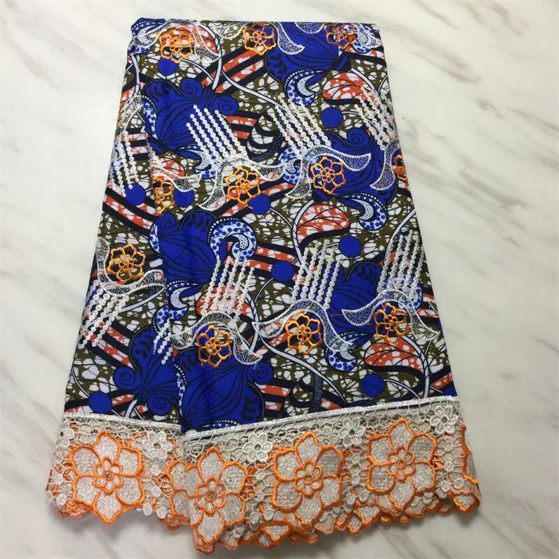 Хлопковая полиэфирная кружевная африканская Вощеная Ткань 6 ярдов/шт. ткань с