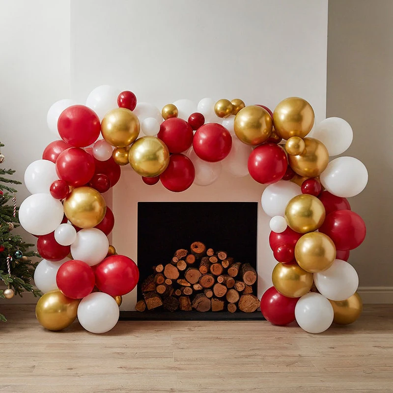 

110/220 Pcs Macaron Red White Balloon Garland Arch Kit Christmas Balloon Decorations Xmas Night Party Balloon Kit