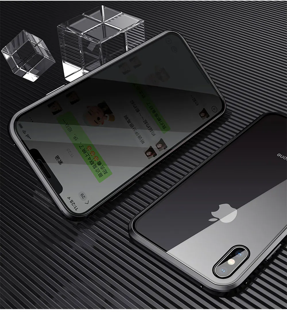 Магнитный чехол 360 градусов для IPhone X XS MAX 7 6 6splus 8 PLUS, двухсторонний, полный ударопрочный защитный прозрачный чехол