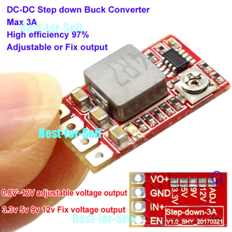 

D20 мини DC-DC 3A Регулируемый понижающий Мощность модуль 12V24V до 5V 3,3 V 9V промышленных компонентов электротехническое оборудование аксессуары