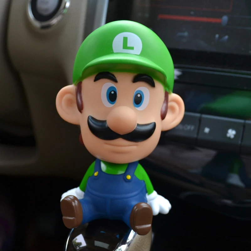 Luigi Супер Марио o 'maleo brother трясущийся головой кукла автомобильные аксессуары интерьер Авто аксессуары бытовые украшения стол крепление для мобильного телефона - Название цвета: Luigi