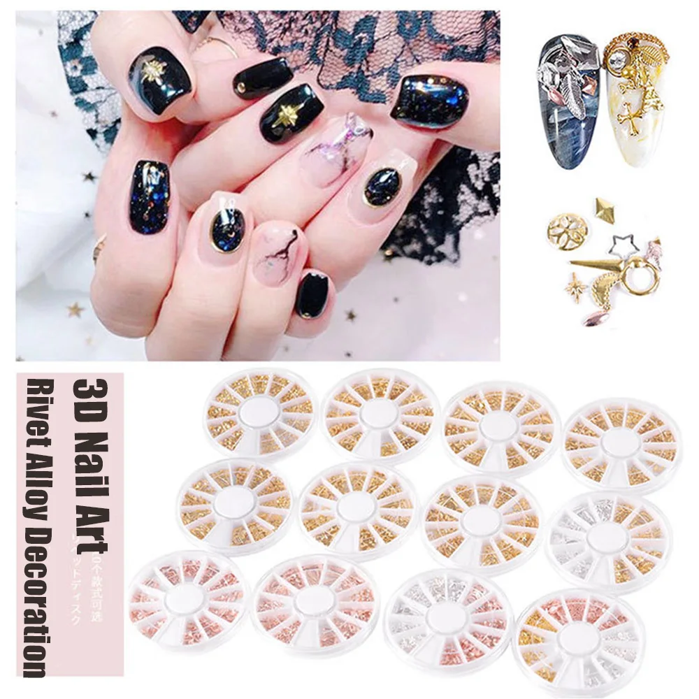 9 Стиль нейл арта колеса розовое золото/серебро/золото 3D ногтей шпильки с