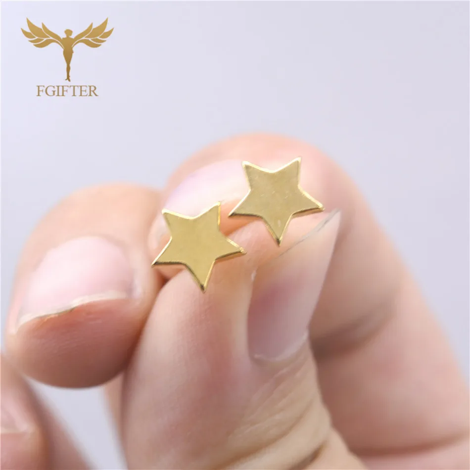 12pairs/lot Wholesale Star Earrings Set Man Woman Girl Stud Earring Gold Stainless Steel Jewelry Fashion Jewellery