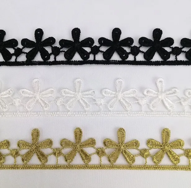 10 yards 3cm 1.18&quot wide black/ivory/gold fabric embroidery lace trim ribbon tapes Z34E92P200117H | Дом и сад