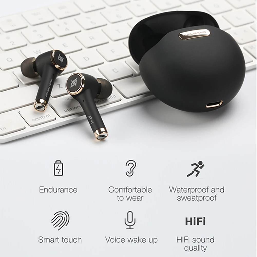 AUGLAMOUR AT-1 Bluetooth V5.0 сенсорным работы гарнитура наушники-вкладыши TWS с Беспроводной