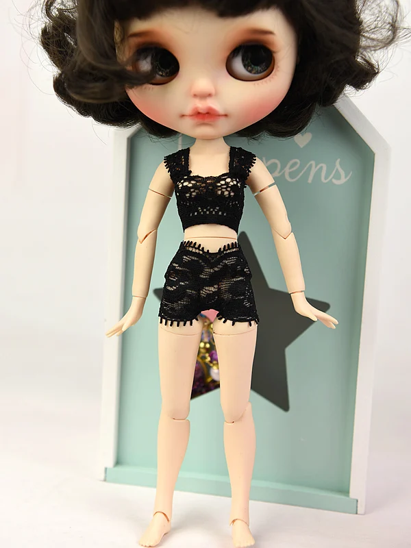 BLACK STYLE 1 Одежда Blyth Dolls, нижнее белье, костюм, кружевной бюстгальтер и трусики, подходит для Blyth кукла 1/6, обычный, суставный, Azone, Licca Body, ледяная кукла - Цвет: BLACK STYLE 1