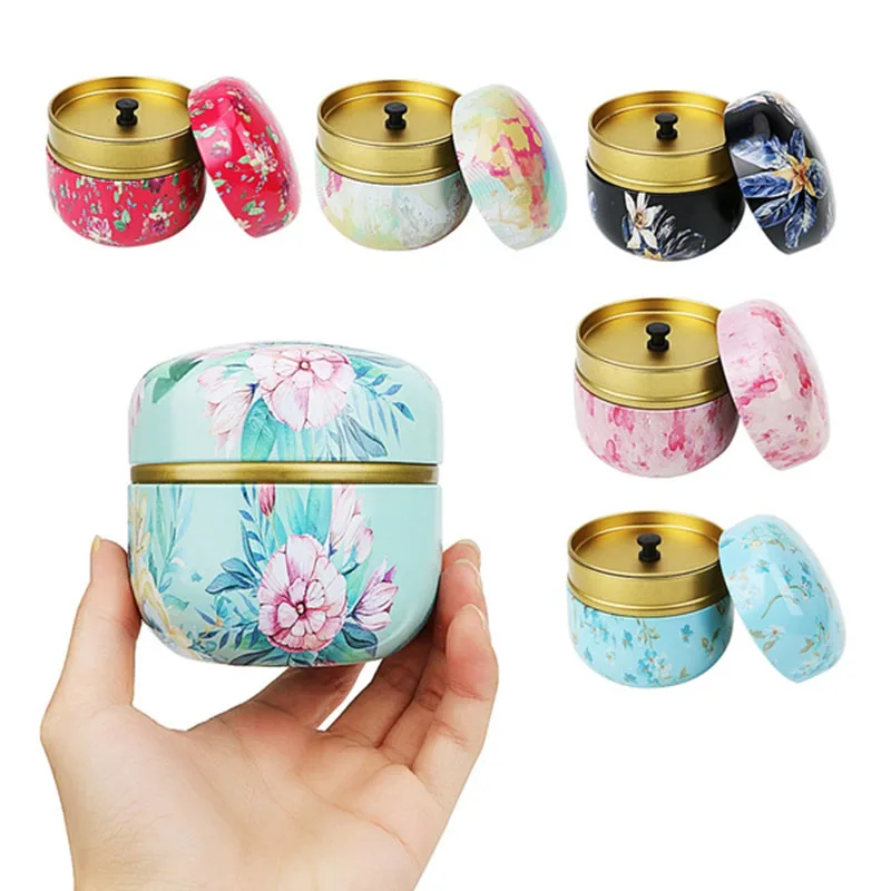 

Tea Containers Japanese-Style Herbal Tea Cans Candy Snacks Small Round Cans Mini Portable Tinplate Cans Packing Box