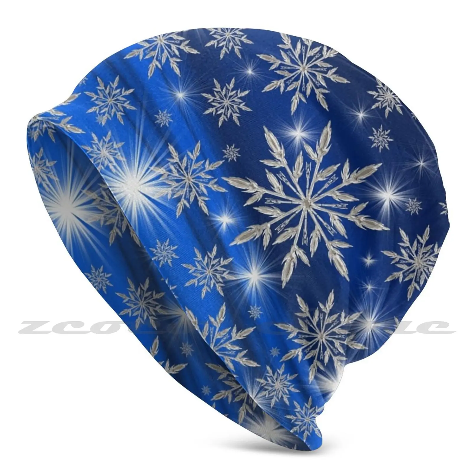 

Snowflakes Personalized Pattern Knit Hats Plus Size Elastic Soft Cap Winter Winter Light Winter Lights Christmas Holiday