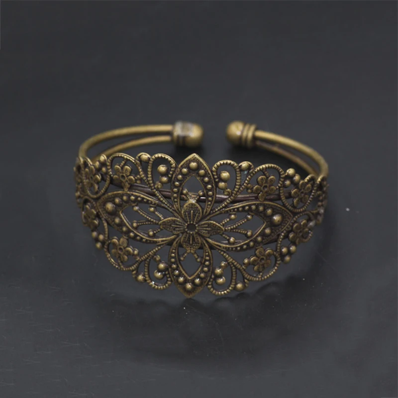 1 шт. 63 мм филигранные цветы браслет база открытый шар винтажный 6 видов цветов