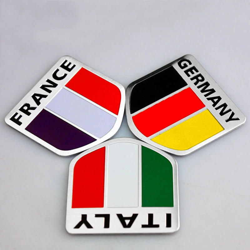 Флаг США Франция Германия Италия щит качество 3D Алюминиевый автомобильный