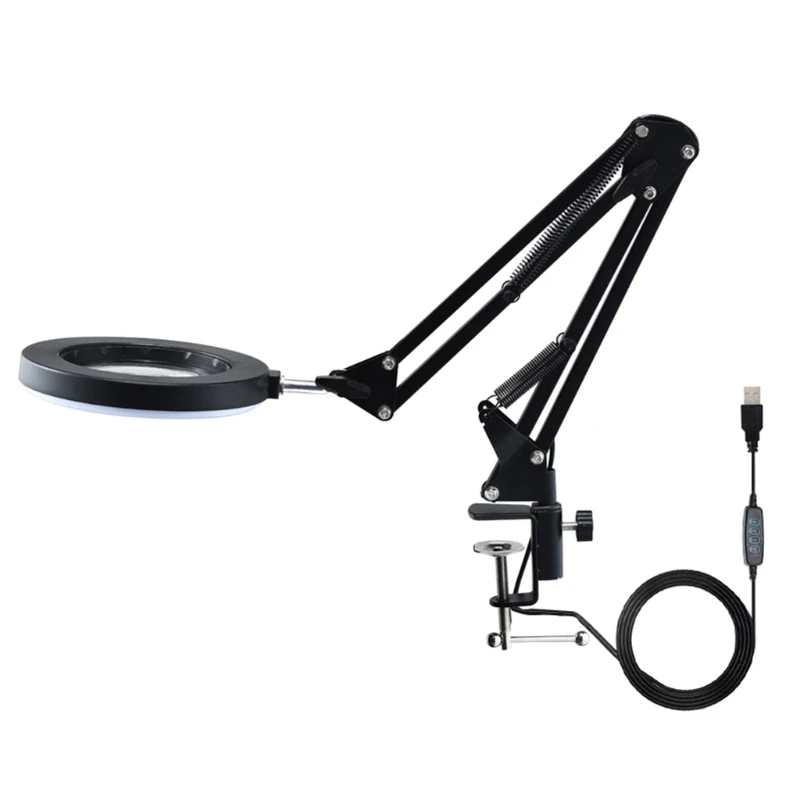

Foldable LED Magnifying Light 6.10" Cantilever Desktop Needleworking Magnifier M4YC