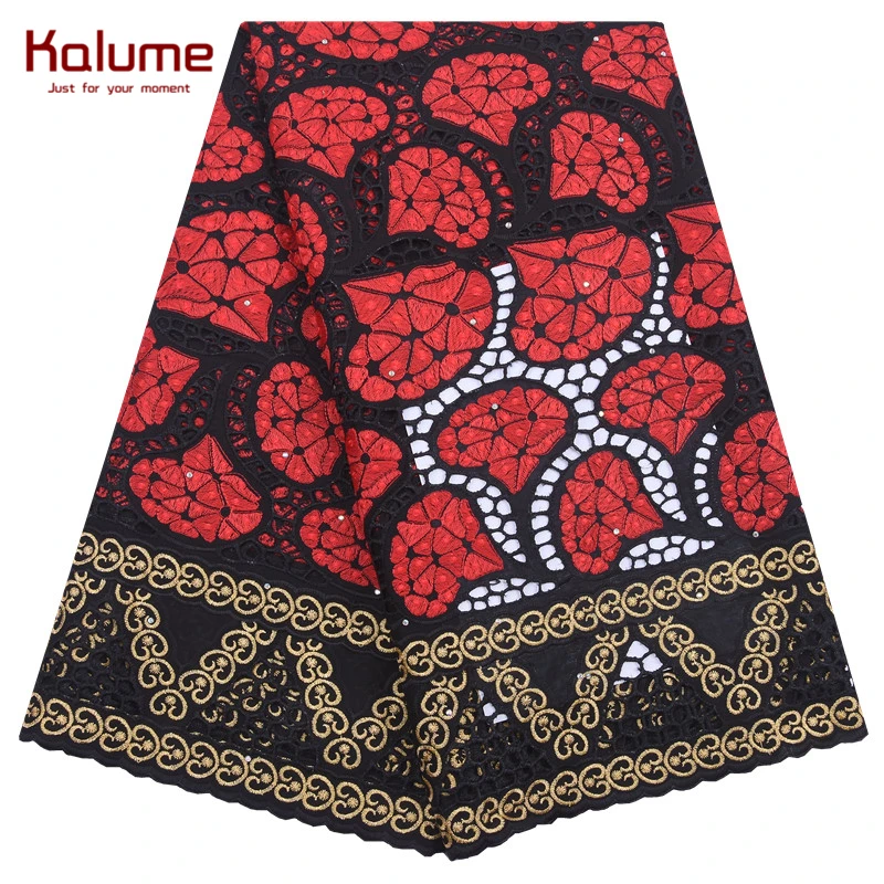 

Kalume Comfortable 100% Cotton African Lace Fabric Latest Nigerian 100% Cotton Lace Fabric 5 Yards Cotton For Sewing Party F2184