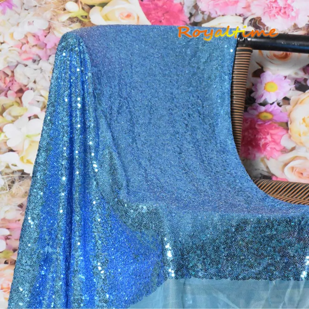 Блестящая Бирюзовая ткань с блестками Royaltime 0 5 ярдов двусторонняя эластичная
