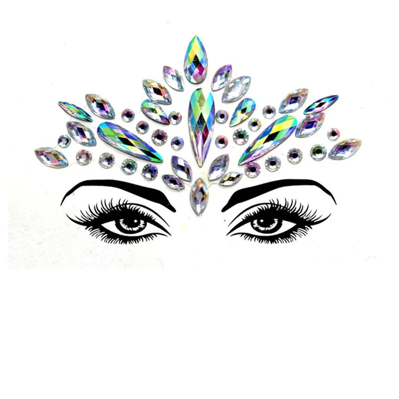 Acrylic Resin Drill Diamond Face Jewelry Women Masquerade Party Decor Diy Eyebrow Eye Stickers Colorful Crystal | Дом и сад