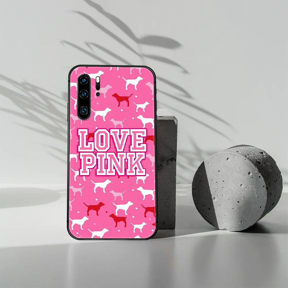 

Fashion luxury brand PINK Phone Case For Huawei P Mate 10 20 30 40 Lite Pro smart Z 2019 nova 5t black Shell Tpu Cell Silicone