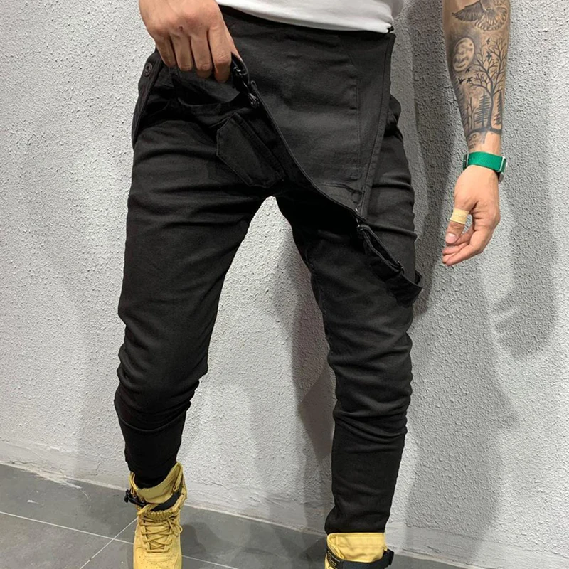 

Fashion Men's Ripped Jeans Jumpsuits High Street Distressed Denim Bib Overalls For Man Suspender Pants Size S-XXL