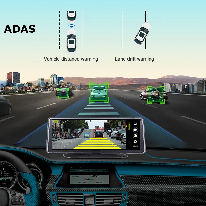 Автомобильный видеорегистратор 4G GPS FHD 1080P 8 дюймов Android навигация ADAS ночное