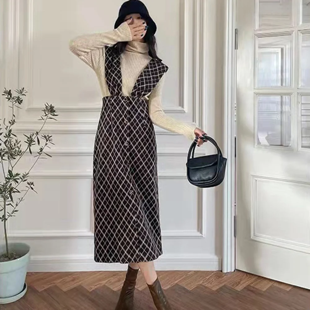 

2021 autumn winter women's new vest temperament dress