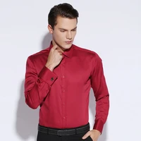 formal mens suits shirts high quality cotton blend long sleeves solid color business dress blouse cufflinks