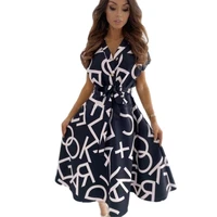 europe and america women summer dress printed letters skirt dress fashion swing high street wear dress 2 colors 4 size