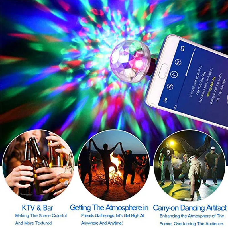 Мини светодиод машины USB атмосферный Свет Голосовое управление Кристалл