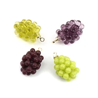 5 pcs green purple fruit grape charms zinc based alloy simulation resin fruit grape pendants gold color for diy making jewelry