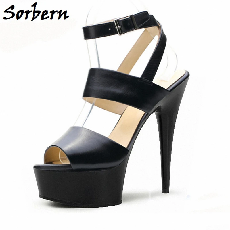 

Sorbern Ankle Strap Slingback 15Cm 17Cm 18Cm 20Cm High Heel Platform Sandalia Feminina Red Black Clear Sandals Chunky Heels