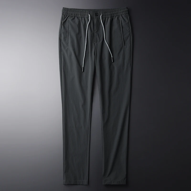 

Men Casual New Slim Young People's Fashion Draw String Simple Breathable Pants Grey Men's Trousers Plus Size