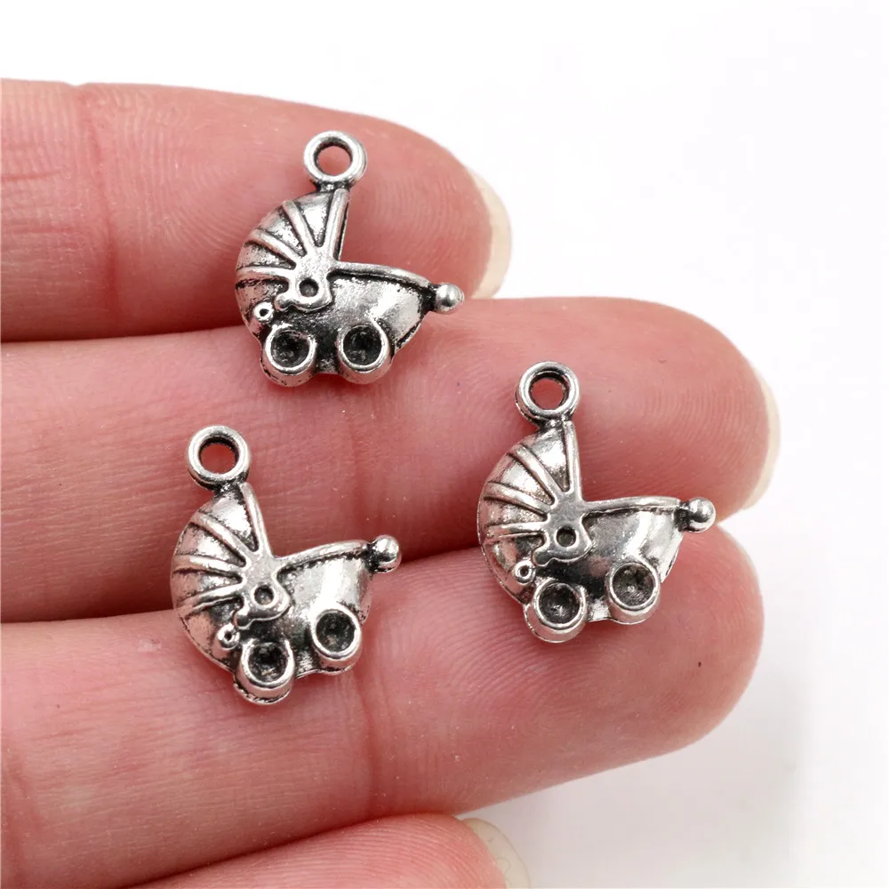 

17x14mm 10pcs Antique Silver Plated Baby Carriage Handmade Charms Pendant:DIY for bracelet necklace-Q4-39