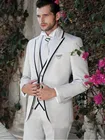 Модные смокинги для жениха с пиковым лацканом, свадебные вечерние деловые костюмы для выпускного, мужские комплекты из блейзера, жилета (пиджак + брюки + жилет + галстук) K:767