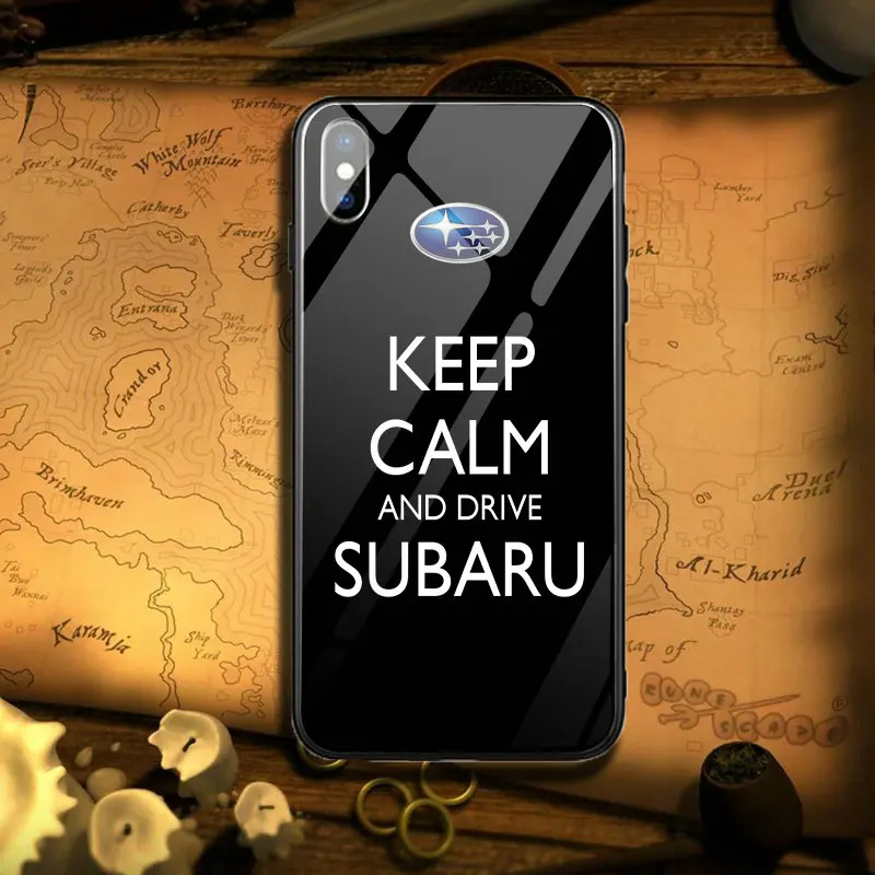 Популярный автомобильный Логотип Subaru, закаленное стекло, чехлы для телефонов iPhone 5 5S SE X XR XS Max 8 8Plus 7 7Plus 6 6S 6plus 6splus - Цвет: Image 10