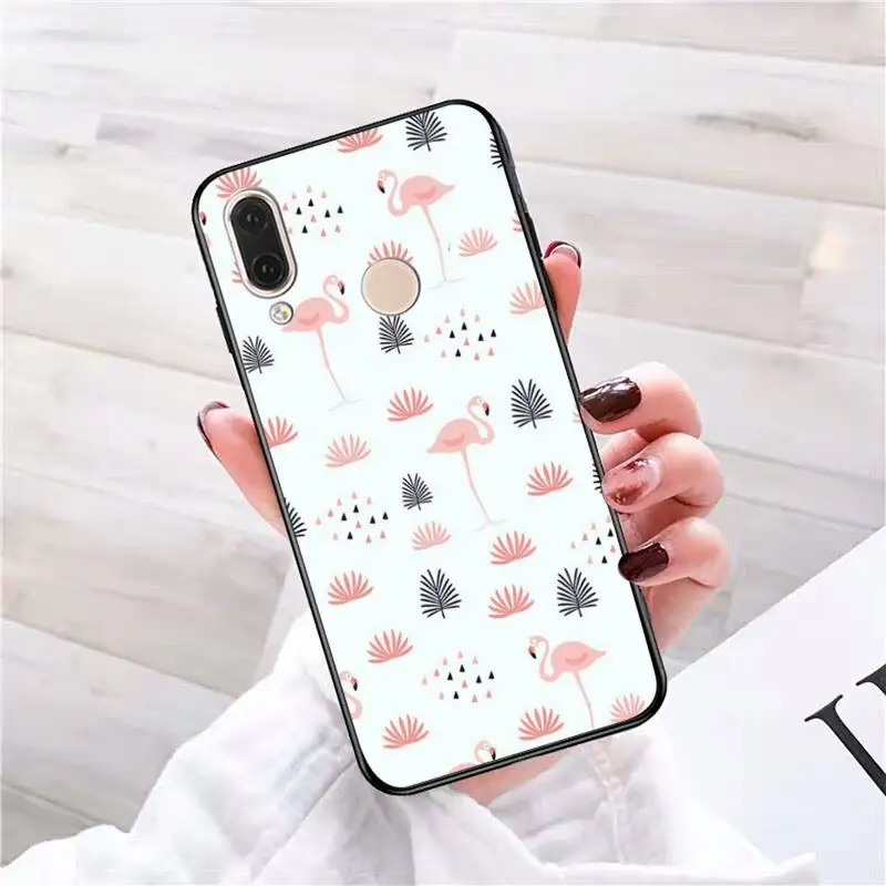 Мягкий чехол Babaite с рисунком фламинго Модный черный для телефона Redmi note 8 8Pro 8T 6pro 7A