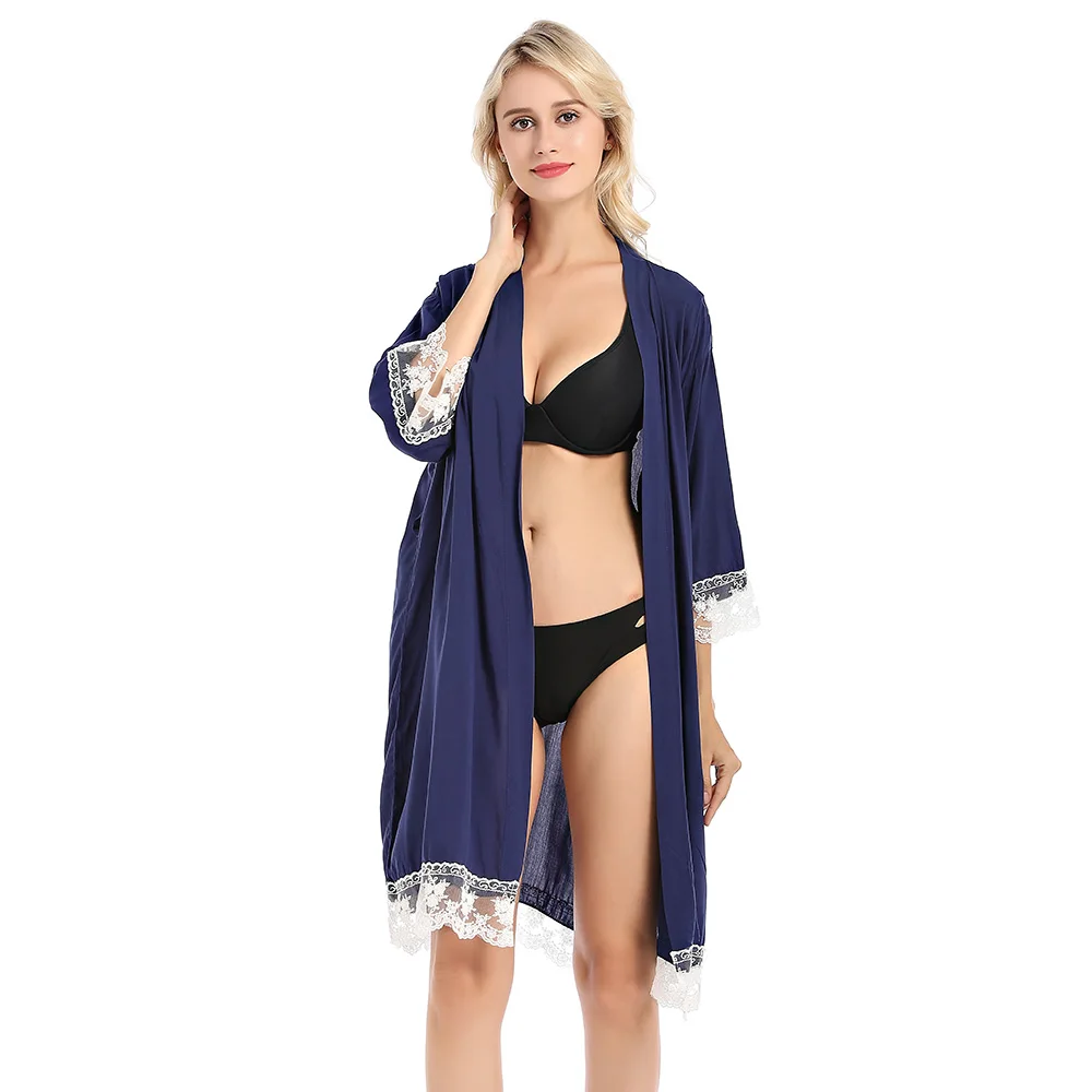 

Women Cotton Lace Kimono Robes Sexy Lingerie Women Wedding Party Bridesmaid Robe Satin Nightgown Bathrobe Pajama Homewear