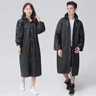 Женский и мужской длинный большой дождевик, черный водонепроницаемый дождевик, куртка с капюшоном, накидка, мотоциклетный дождевик, плащ