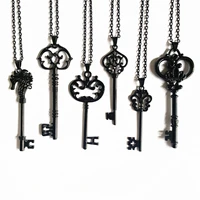 key necklace black copper antique vintage key necklace key necklace