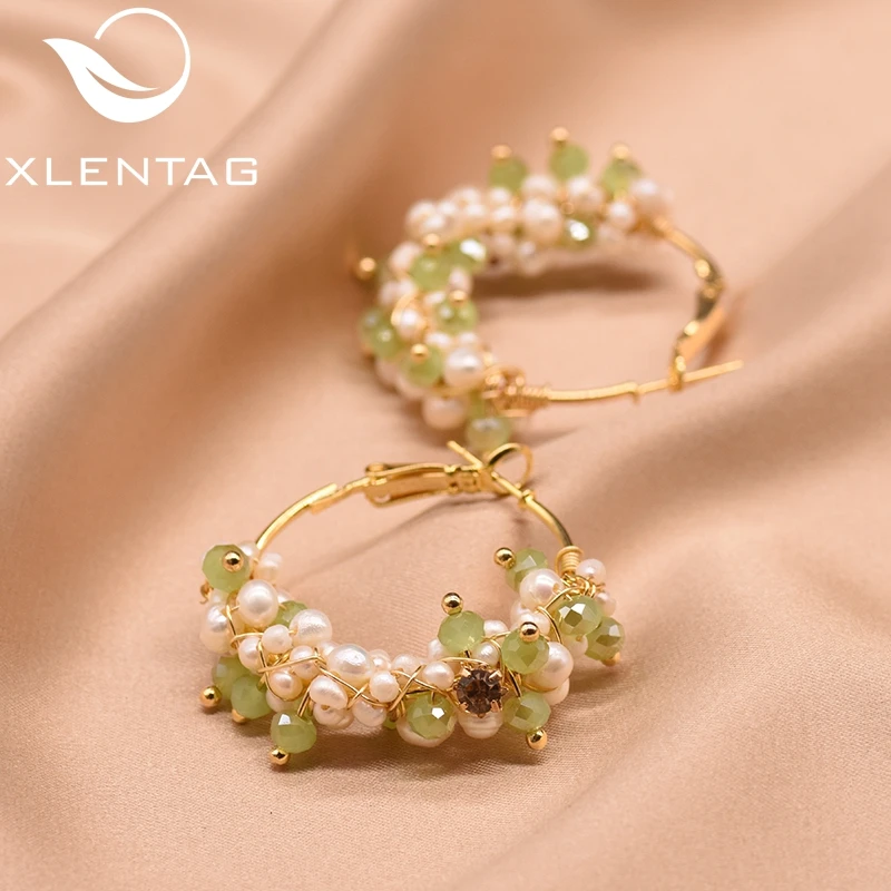 XlentAg серьги кольца ручной работы из натурального пресноводного жемчуга для