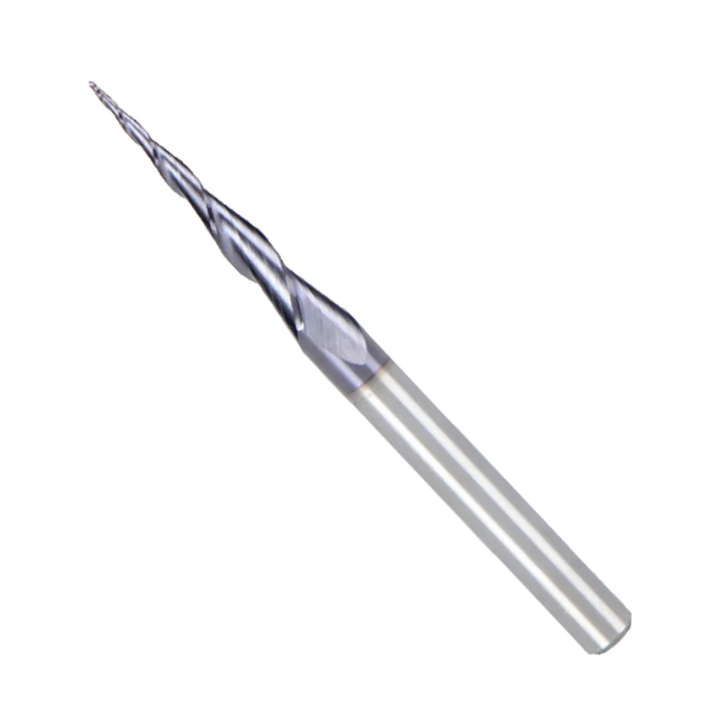 

1/8 Shank CNC Carbide Ball Nose Tapered End Mill Radius 0.25mm TiAIN Coated Taper Ball Nose CNC Milling Cutter Router Bits