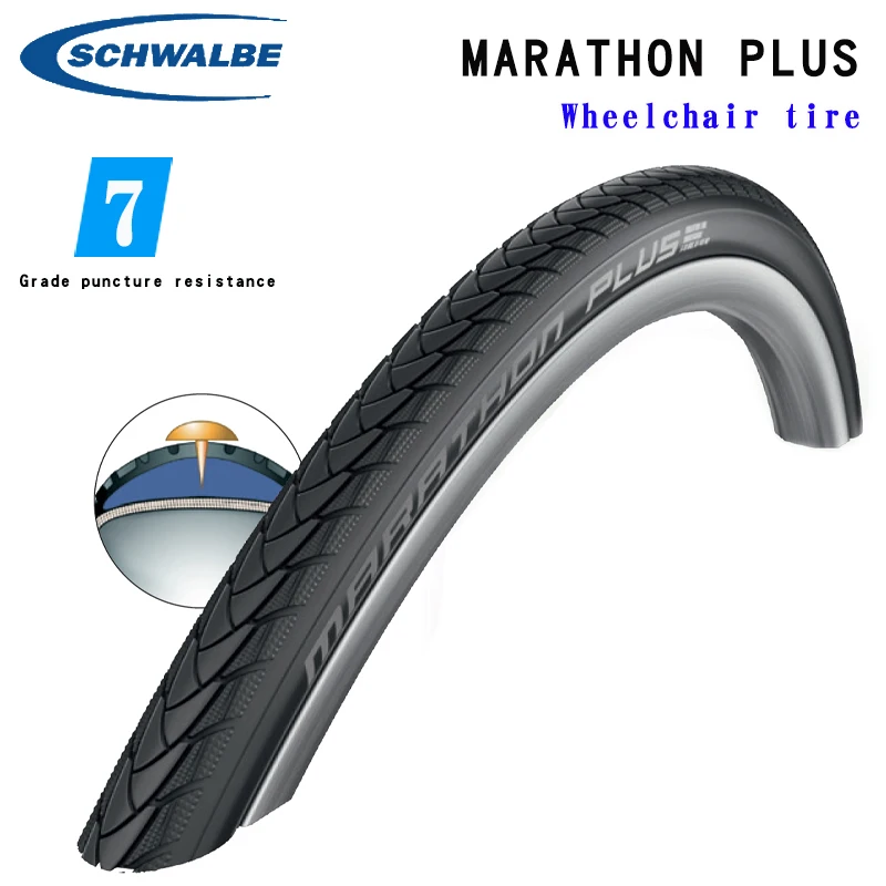 Шина для инвалидной коляски Schwalbe marathon plus 24 дюйма серая черная 26*1 00 стальная
