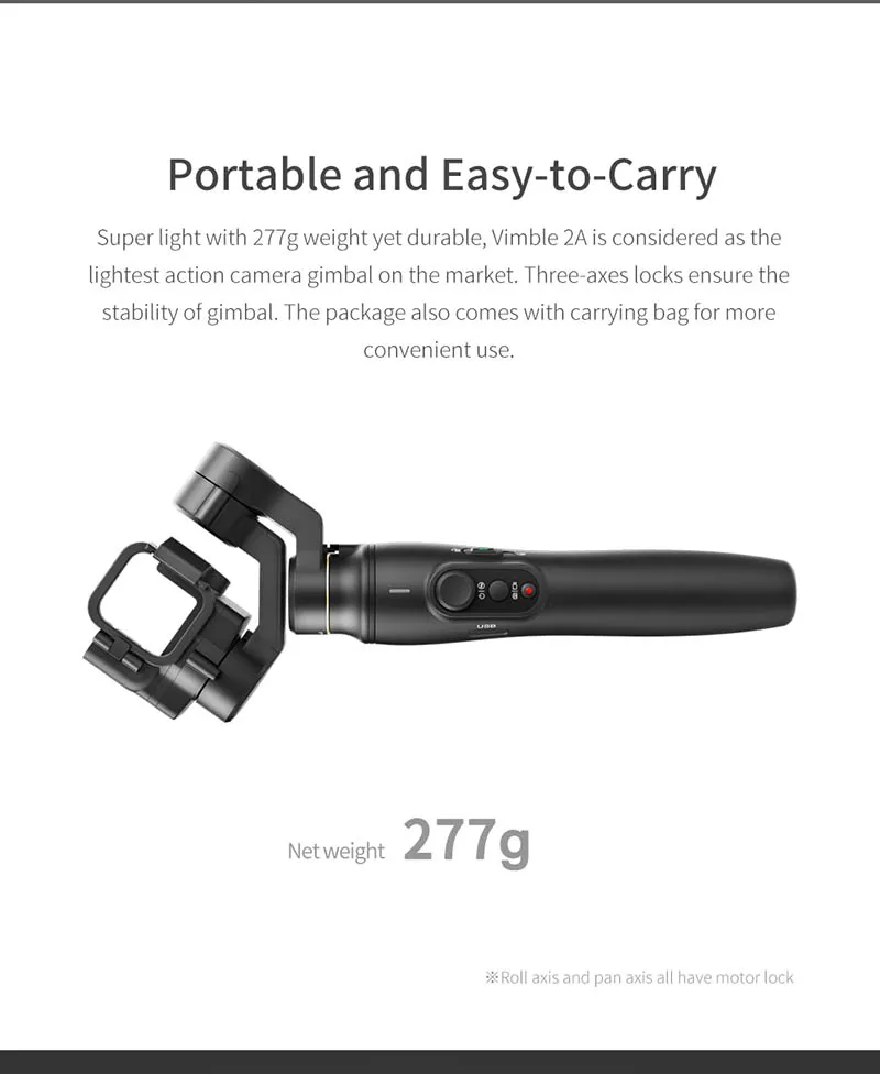 Стабилизатор для экшн камеры FeiyuTech Vimble 2A ручной шарнирный стабилизатор 18 см Wi