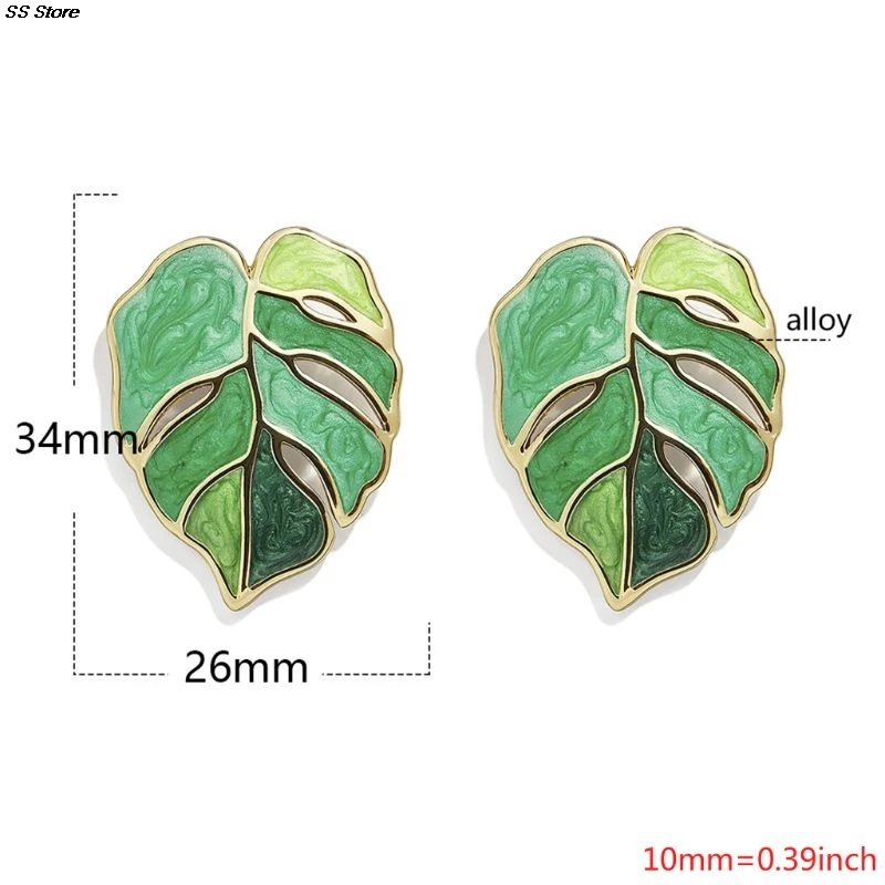 

Fashion Flower Leafs Earrings Female Enamel Green Plant Statement for Women Party Jewelry Gifts