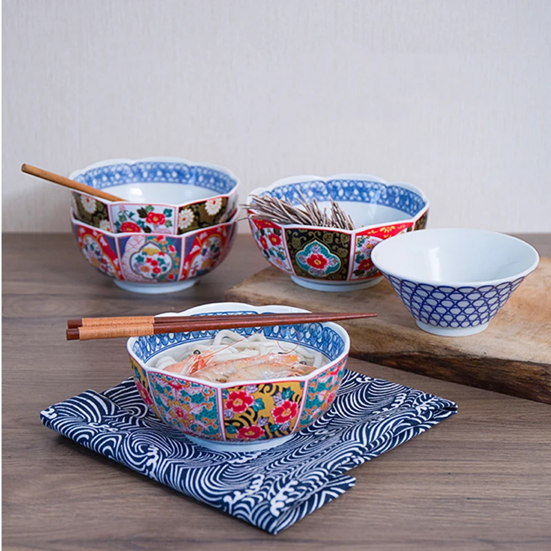 

6inch Chinese Retro Court Wind Large Instant Noodle Bowl Kitchen Ceramic Tableware Porcelain Exquisite Home Salad Soup Bowl