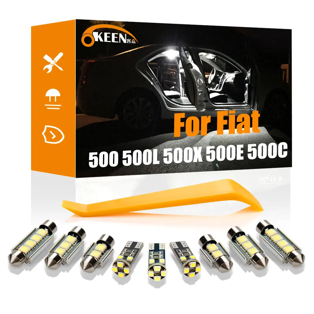 

OKEEN For Fiat 500 500L 500X 500E 500C 2007-2018 Vehicle LED Interior Map Dome Trunk Light Kit Canbus Car Lighting Accessories