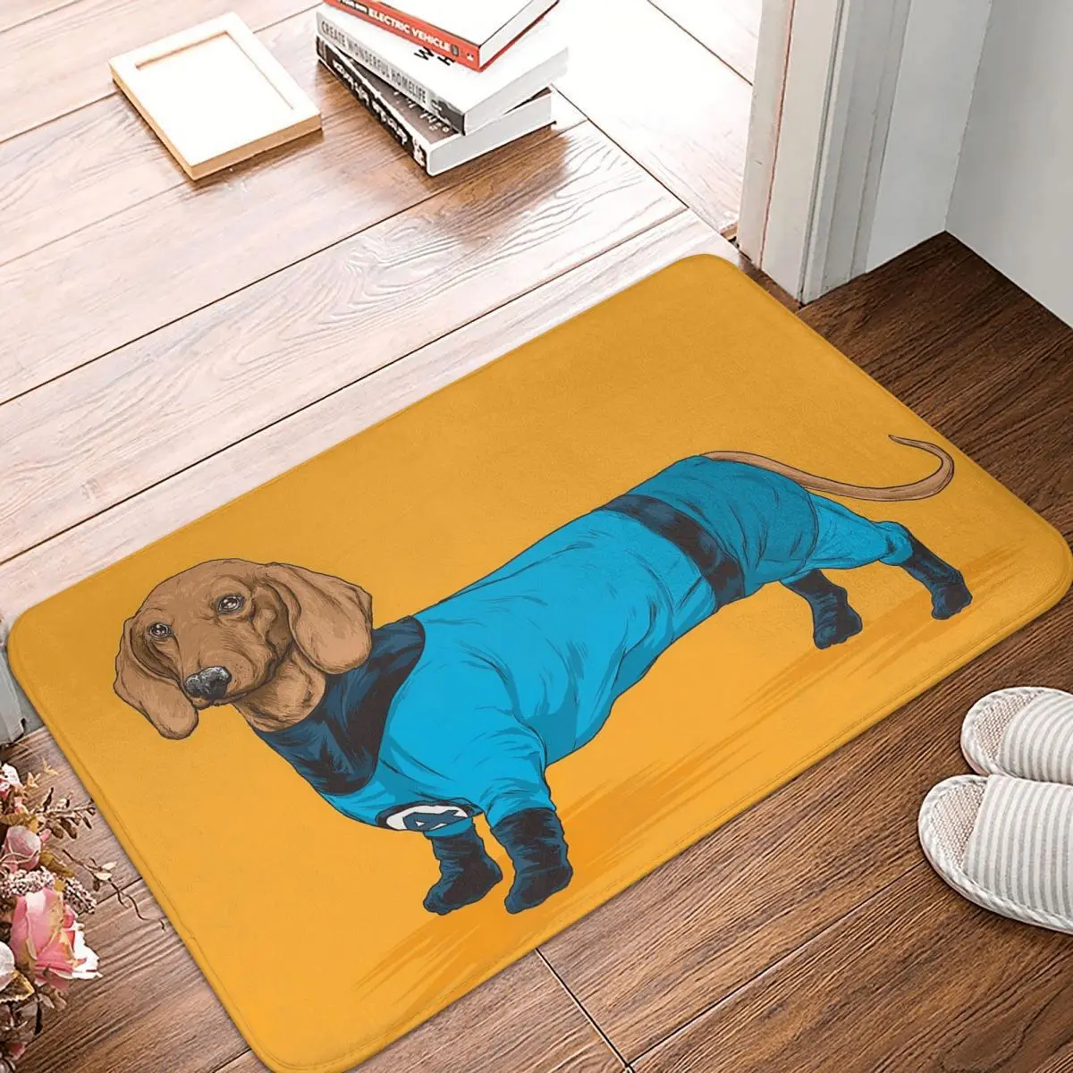 

Напольный коврик с принтом «такса», нескользящий ковер для ванной из полиэстера, с изображением собаки, для спальни, балкона