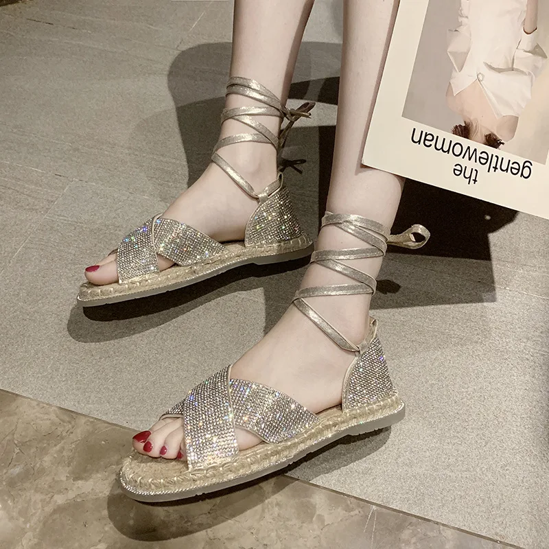 Новый поперечный разрез Стразы трава Плетеный льняная ремень