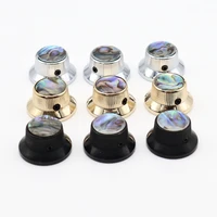 3pcs abalone top guitar bass knobs strat metal knobs for 6mm shaft pots 3 colors