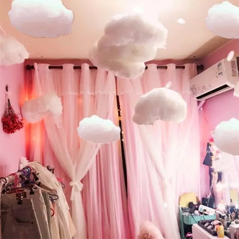 

1/2/4Pcs Cloud Star Hanging Ornament DIY Pendant for Kids Room Party Wedding Decoration(White)