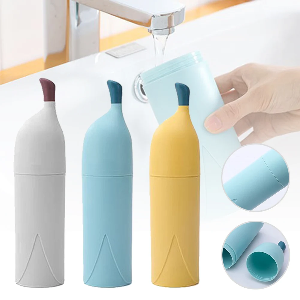 

Travel Toothbrush Carrying Case Banana Portable Toothpaste Container Dustproof Holder and Cup for Camping School Bathroom