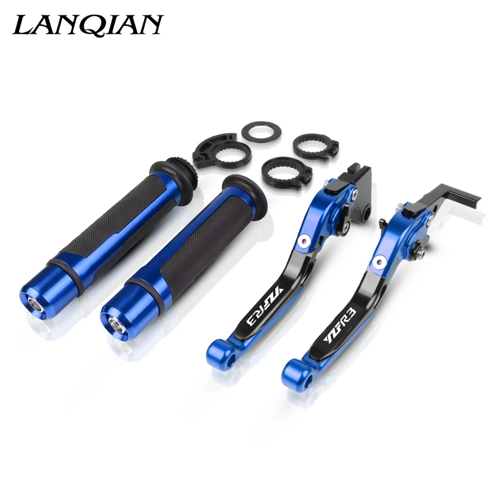 Motorcycle Accessories CNC Adjustable Brake Clutch Levers And Handle Grips With LOGO For YAMAHA YZFR3 YZF R3 2015 2016 2017 | Автомобили и